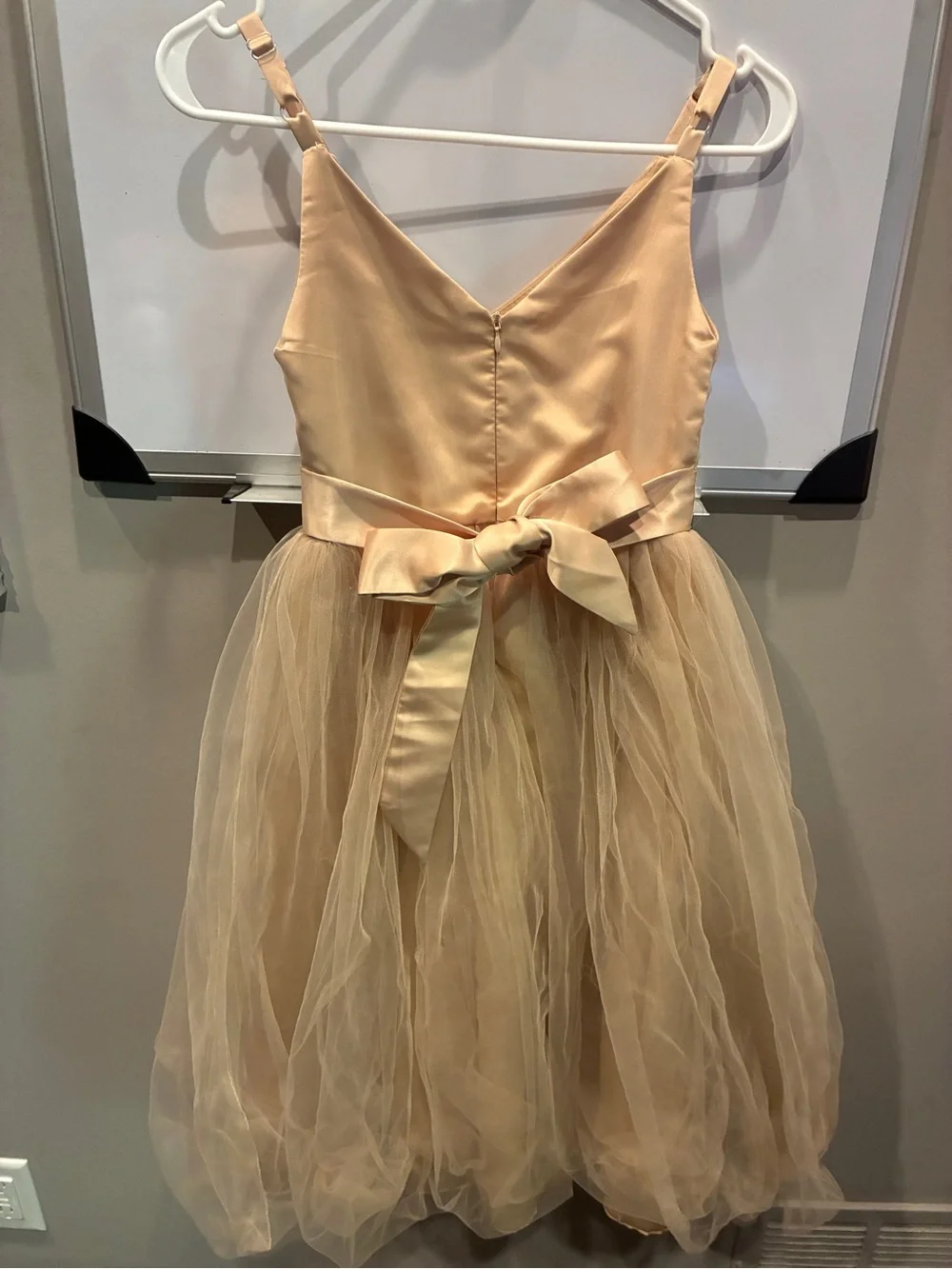 Girls' Sleeveless Champagne Tulle Dress
